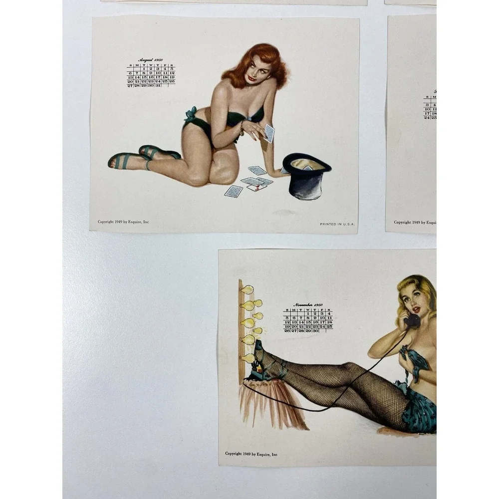 1950 Esquire Magazine Desktop Pinup Calendar Holder ~ 11 Months, Missing July